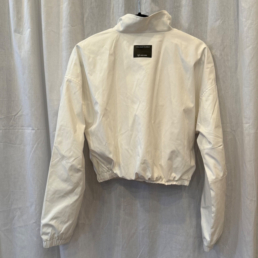 FIRM ABS White Orange Stripe Cropped Track Jacket‎ Athletic Pullover Womens XL - Picture 5 of 7